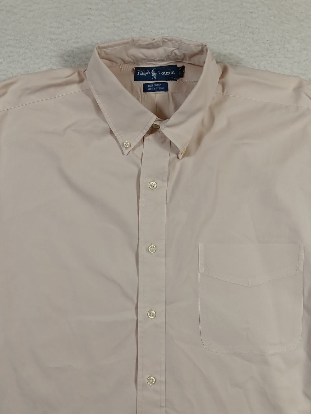 Vintage Ralph Lauren Big Shirt Mens Large Tan Long Sleeve Button Down Office - Picture 3 of 11